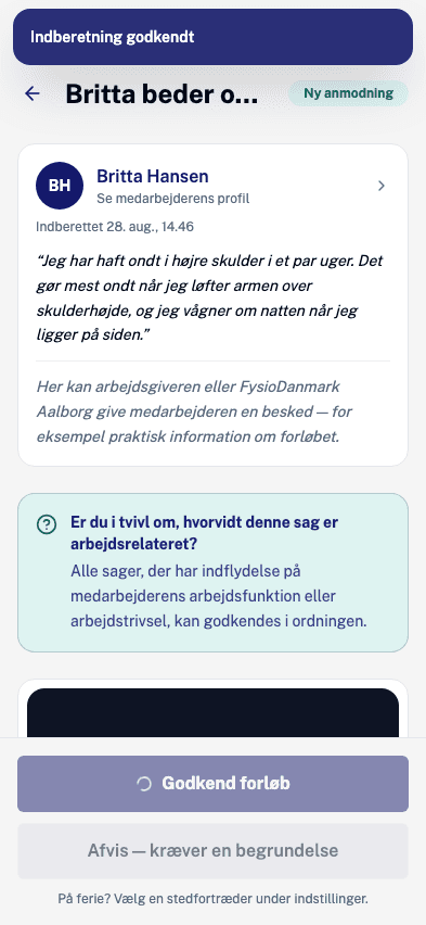 Bekræftelsen på at forløbet er godkendt