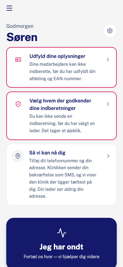 Lederens forside første gang, hvor der står at oplysningerne mangler