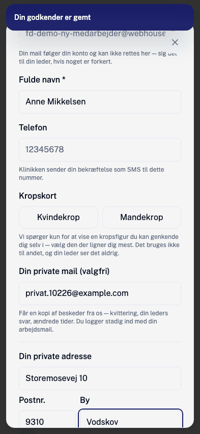 Felterne til telefonnummer og adresse